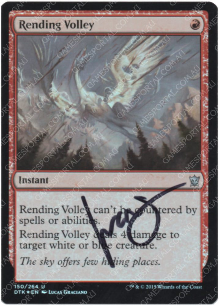 Rending Volley [Dragons of Tarkir] - Near Mint Foil, English, Signed, #1