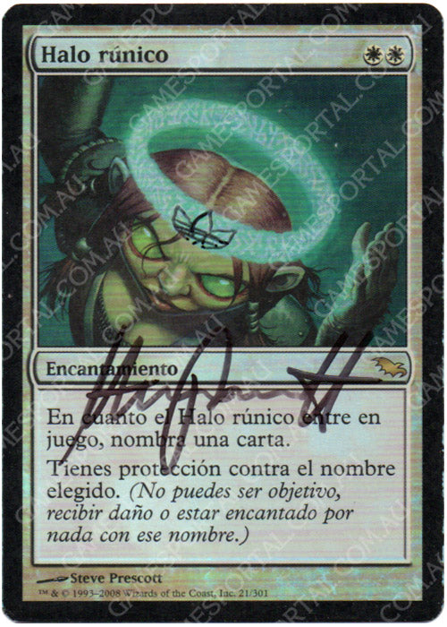 Runed Halo [Shadowmoor] - Moderately Played Foil, Italian, Signed