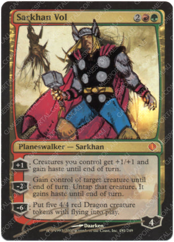 Sarkhan Vol [Shards of Alara] - Lightly Played Foil, English, Signed, Daarken Alter