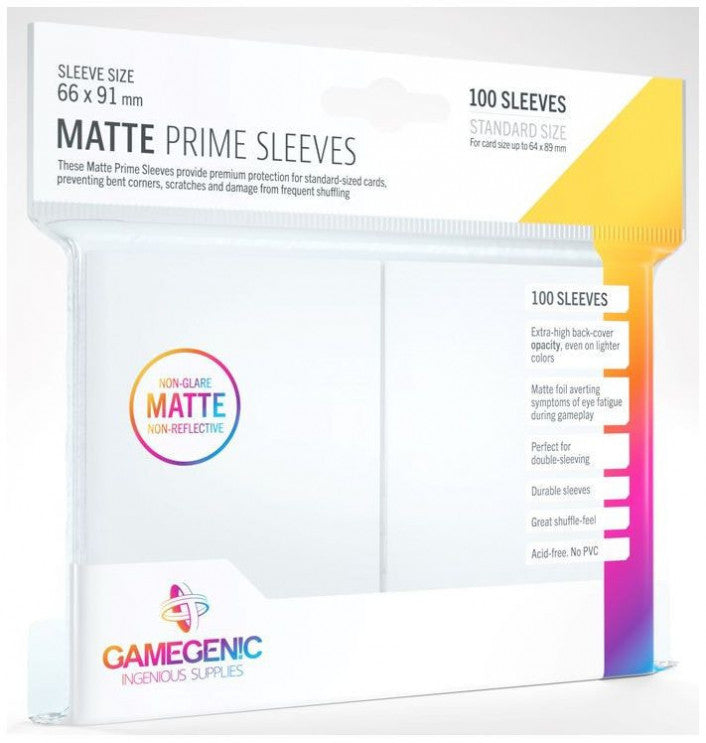 Gamegenic Matte Prime Card Sleeves White (66mm  x 91mm) (100 Sleeves Per Pack)