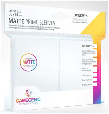 Gamegenic Matte Prime Card Sleeves White (66mm  x 91mm) (100 Sleeves Per Pack)