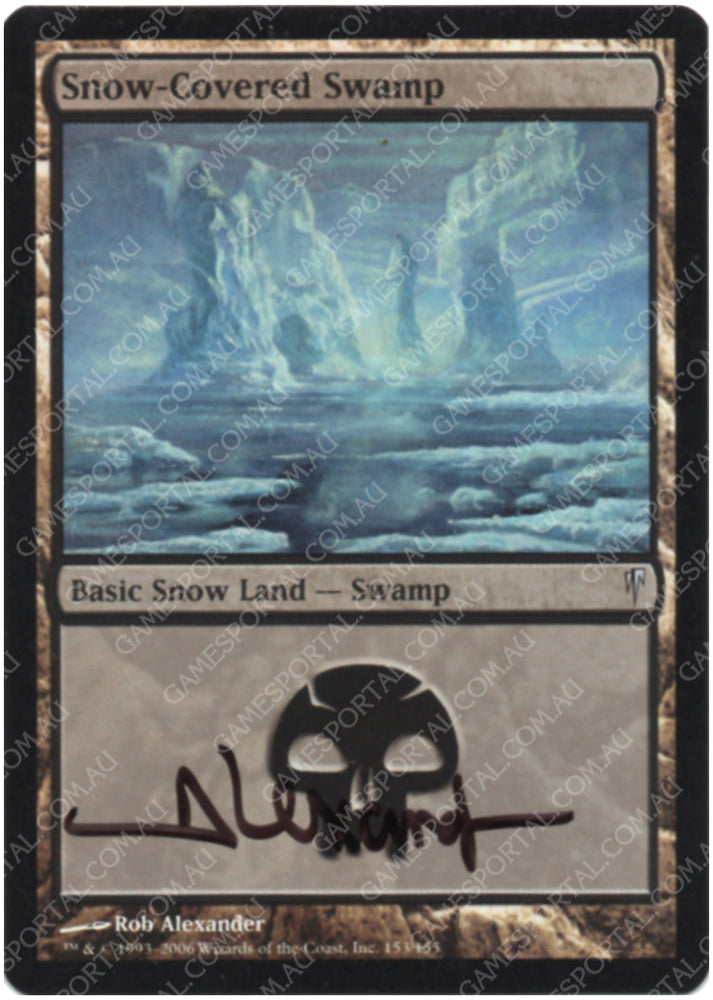 Snow-Covered Swamp [Coldsnap] - Lightly Played Foil, English, Signed