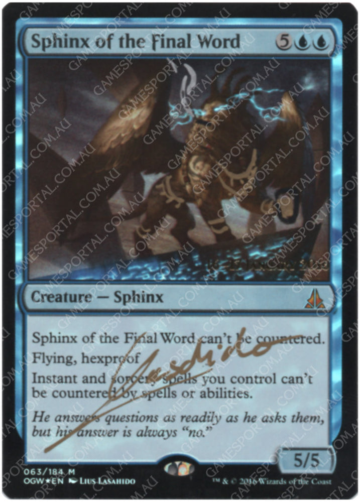 Sphinx of the Final Word [Oath of the Gatewatch] - Near Mint Foil, English, Signed, Lius Lasahido Alter