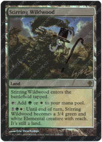 Stirring Wildwood [Worldwake] - Near Mint Foil, English, Signed, Eric Deschamps Alter