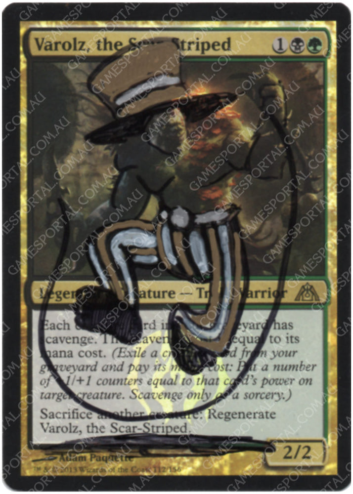 Varolz, the Scar-striped [Dragon's Maze] - Lightly Played Foil, English, Signed, Adam Paquette Alter