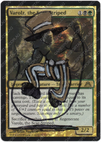 Varolz, the Scar-striped [Dragon's Maze] - Lightly Played Foil, English, Signed, Adam Paquette Alter