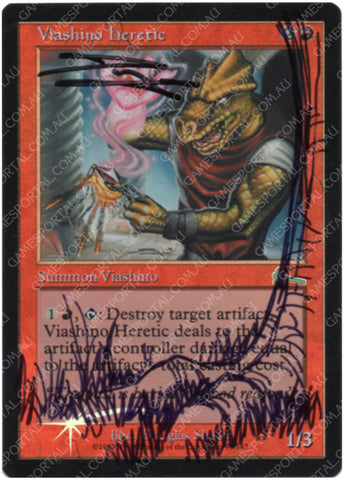 Viashino Heretic [Urza's Legacy] - Near Mint Foil, English, Signed, Douglas Shuler Alter