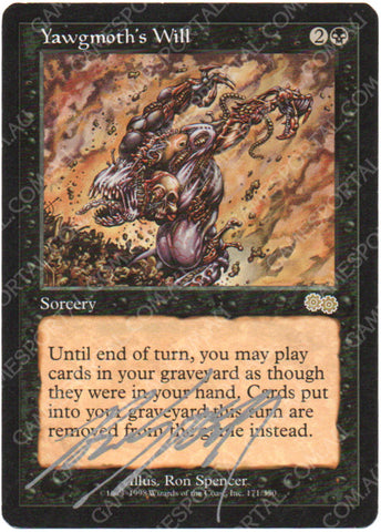 Yawgmoth's Will [Urza's Saga] - Lightly Played, Signed