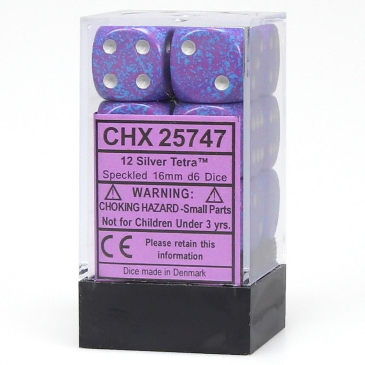 Chessex Speckled 16mm d6 Silver Tetra Block (12)
