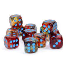 Chessex Nebula 16mm d6 primary/Blue Luminary Glow in the Dark Block (12)