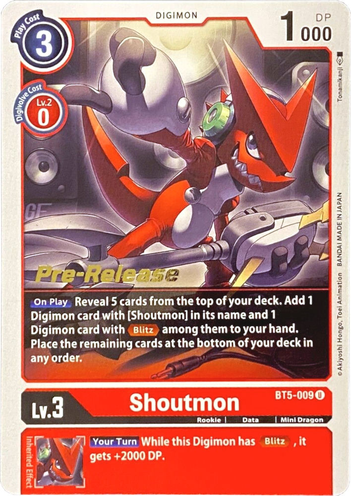 Shoutmon [BT5-009] [Battle of Omni Pre-Release Promos]