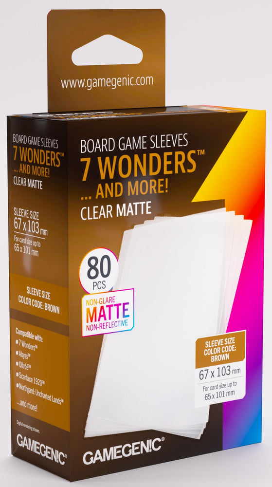 Gamegenic Matte Board Game Sleeves - Size Code BROWN - 7 Wonders/Abyss (67mm x 103mm) (80 Sleeves Per Pack)
