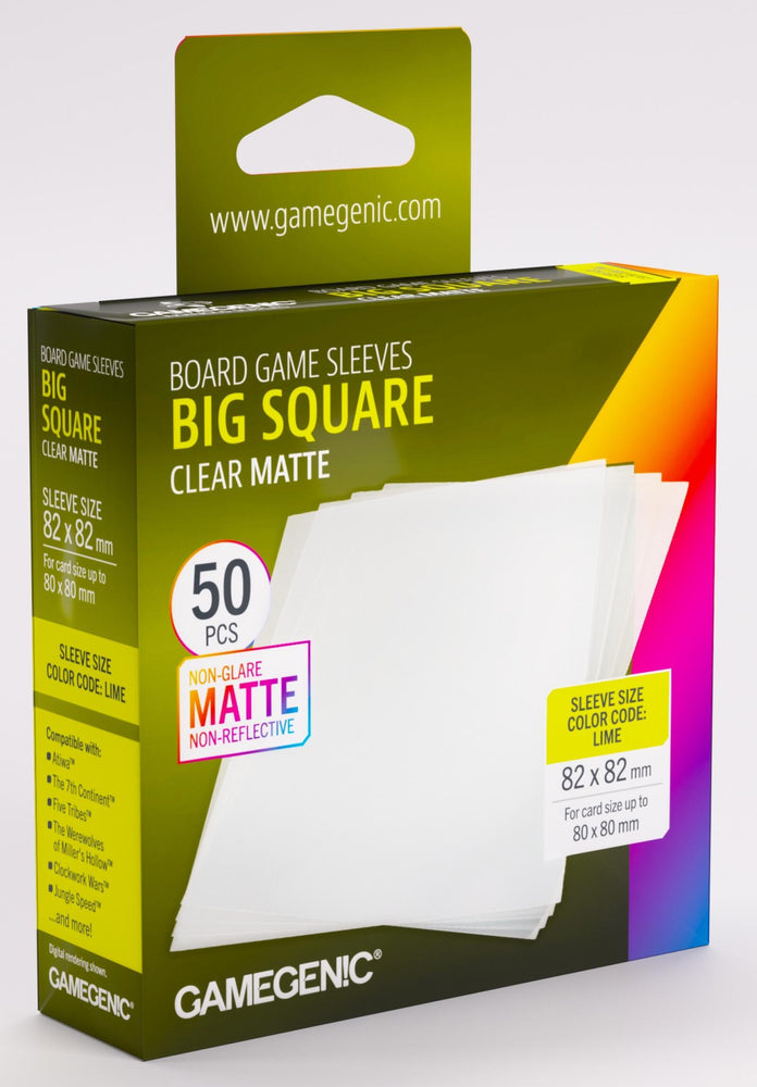 Gamegenic Matte Board Game Sleeves - Size Code LIME - Big Square Sized/Werewolves/Jungle Speed (82mm x 82mm) (50 Sleeves Per Pack)