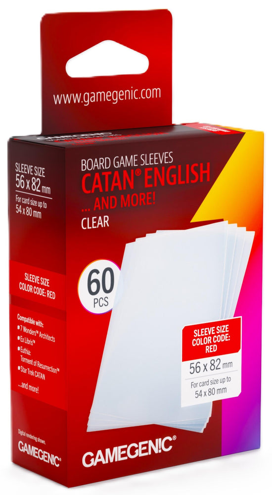 Gamegenic Prime Board Game Sleeves - Size Code RED - Catan English (56mm x 82mm) (50 Sleeves Per Pack)