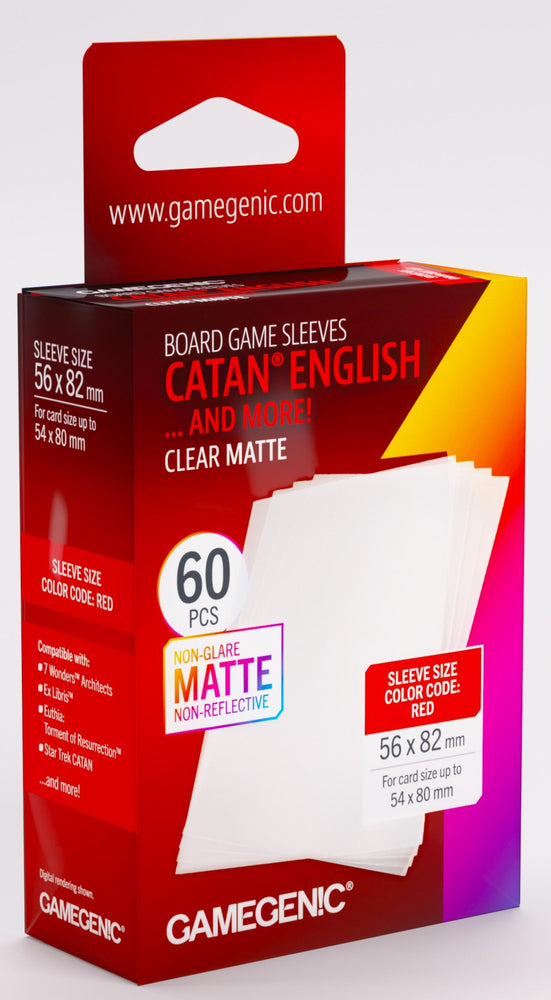 Gamegenic Matte Board Game Sleeves - Size Code RED - Catan English (56mm x 82mm) (50 Sleeves Per Pack)