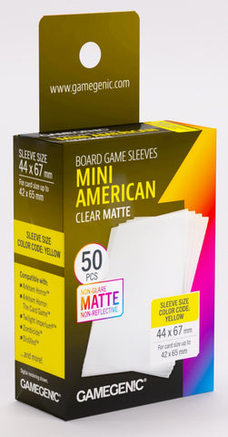 Gamegenic Matte Board Game Sleeves - Size Code YELLOW - Mini American Sized (44mm x 67mm) (50 Sleeves Per Pack)