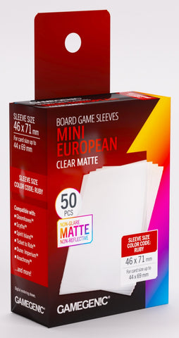 Gamegenic Matte Board Game Sleeves - Size Code RUBY - Mini European Sized (46mm x 71mm) (50 Sleeves Per Pack)