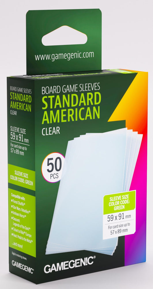 Gamegenic Prime Board Game Sleeves - Size Code GREEN - Standard American Size (59mm x 91mm) (50 Sleeves Per Pack)