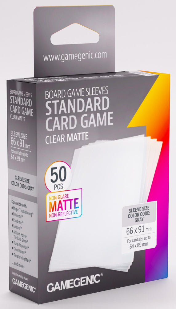 Gamegenic Matte Board Game Sleeves - Size Code GRAY - Standard Size (66mm x 91mm) (50 Sleeves Per Pack)