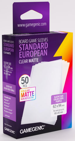 Gamegenic Matte Board Game Sleeves - Size Code PURPLE - Standard European Sized (62mm x 94mm) (50 Sleeves Per Pack)