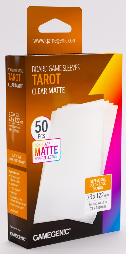 Gamegenic Matte Board Game Sleeves - Size Code ORANGE - Tarot Sizes (73mm x 122mm) (50 Sleeves Per Pack)