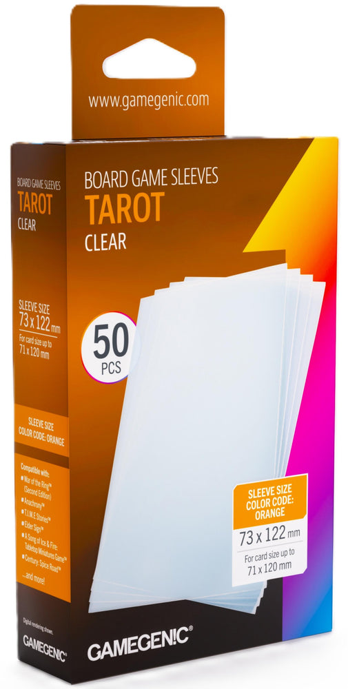 Gamegenic Prime Board Game Sleeves - Size Code ORANGE - Tarot Sized (73mm x 122mm) (50 Sleeves Per Pack)