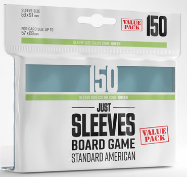 Gamegenic Just Sleeves - Size Code GREEN - Standard American Sized Value Pack (59mm x 91mm) (150 Sleeves Per Pack)