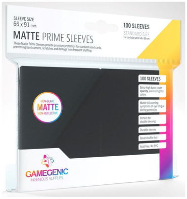Gamegenic Matte Prime Card Sleeves Black (66mm  x 91mm) (100 Sleeves Per Pack)