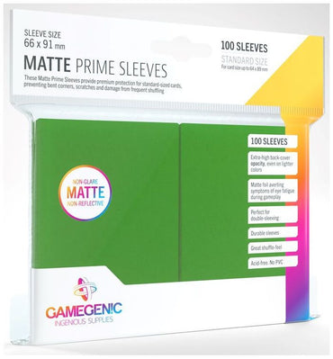 Gamegenic Matte Prime Card Sleeves Green (66mm  x 91mm) (100 Sleeves Per Pack)