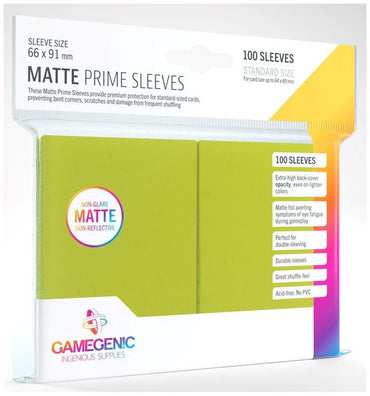 Gamegenic Matte Prime Card Sleeves Lime (66mm  x 91mm) (100 Sleeves Per Pack)