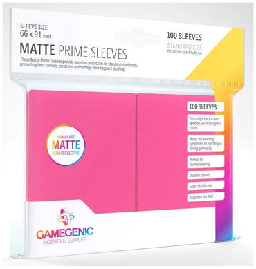Gamegenic Matte Prime Card Sleeves Pink (66mm  x 91mm) (100 Sleeves Per Pack)