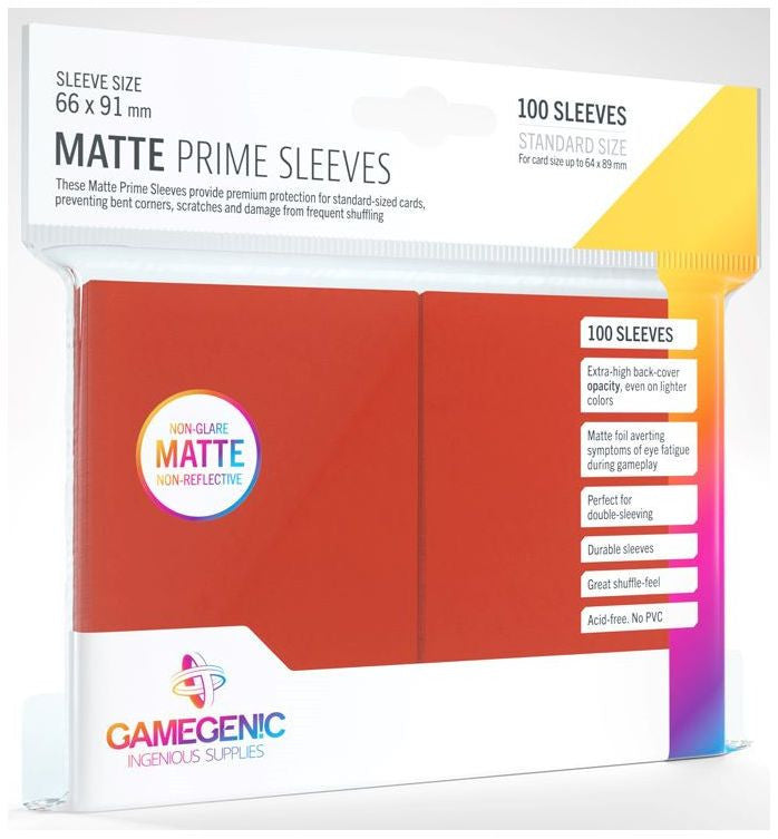 Gamegenic Matte Prime Card Sleeves Red (66mm  x 91mm) (100 Sleeves Per Pack)