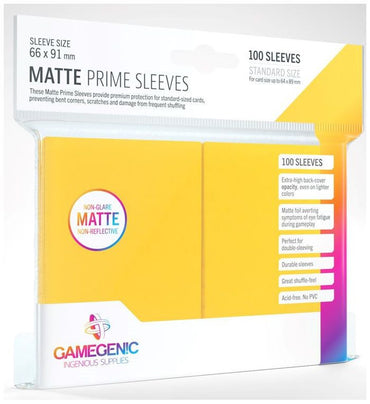Gamegenic Matte Prime Card Sleeves Yellow (66mm  x 91mm) (100 Sleeves Per Pack)