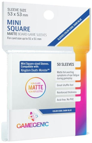 Gamegenic Matte Board Game Sleeves - Size Code DARK BLUE - Mini Square Sized/Kingdom Death Monster (53mm x 53mm) (50 Sleeves Per Pack)