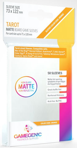 Gamegenic Matte Board Game Sleeves - Size Code ORANGE - Tarot Sizes (73mm x 122mm) (50 Sleeves Per Pack)