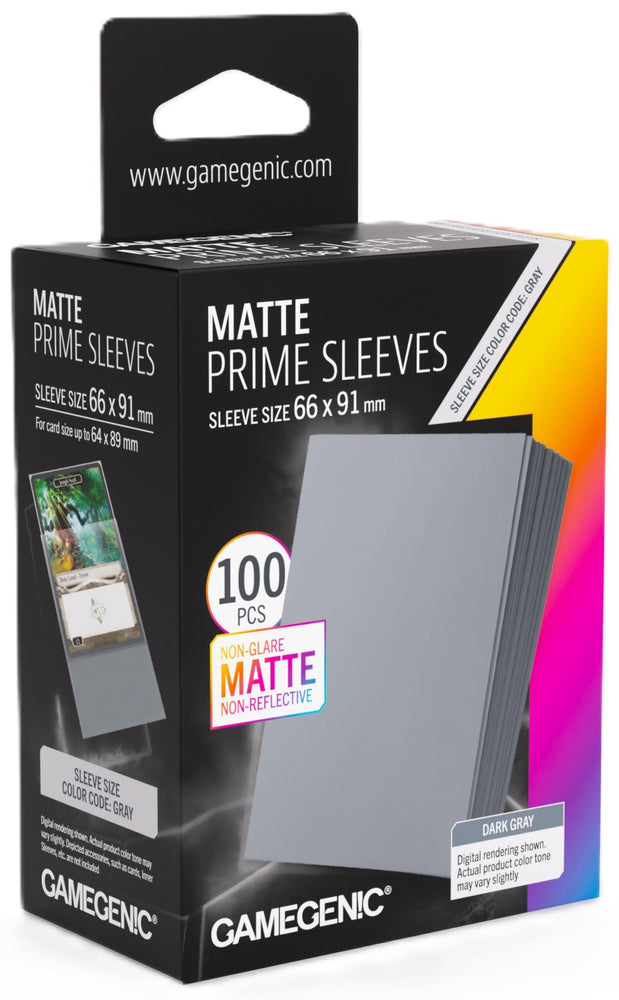 Gamegenic Matte Prime Card Sleeves Dark Grey (66mm  x 91mm) (100 Sleeves Per Pack)