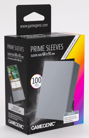 Gamegenic Prime Card Sleeves Dark Grey (66mm  x 91mm) (100 Sleeves Per Pack)