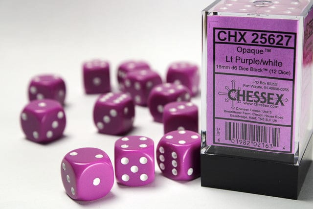 Chessex Opaque 16mm d6 Light Purple/White (12)