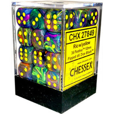 Chessex Festive 12mm d6 Rio/Yellow Block (36)