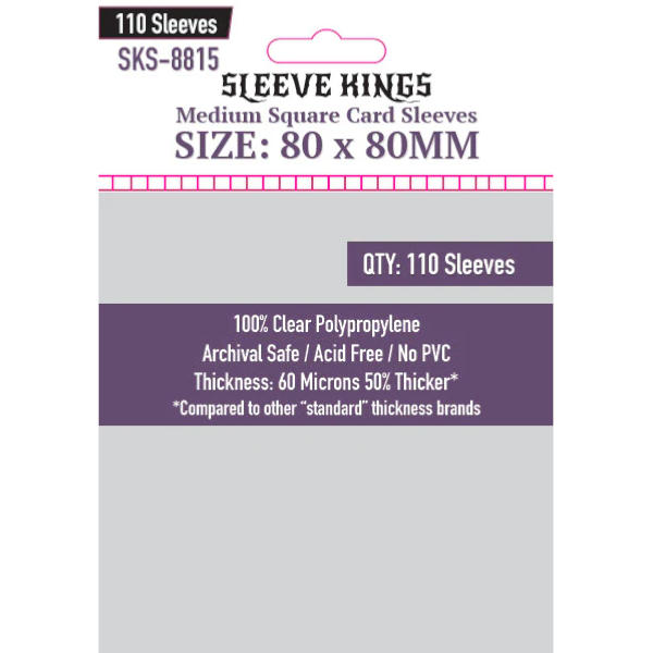 Sleeve Kings Board Game Sleeves Medium Square (80mm x 80mm) (110 Sleeves Per Pack)
