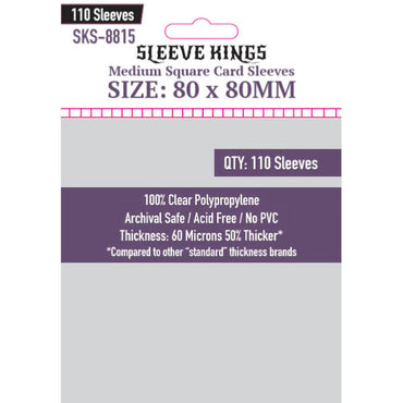 Sleeve Kings Board Game Sleeves Medium Square (80mm x 80mm) (110 Sleeves Per Pack)