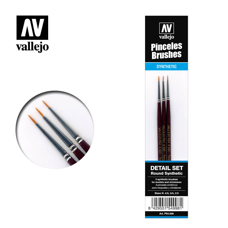 Vallejo Definition Brush Set- Synthetic fibers (Sizes 4/0; 3/0 & 2/0)