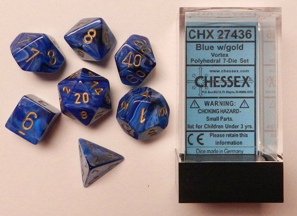 Chessex Vortex Blue/gold 7-Die Set