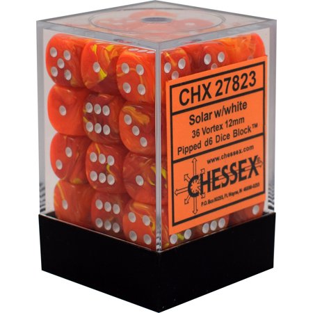 Chessex Vortex 12mm d6 Solar Yellow/White (36)