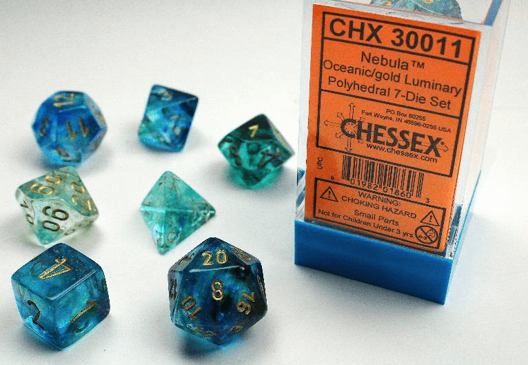 Chessex Nebula Oceanic with Gold 7-Die Set