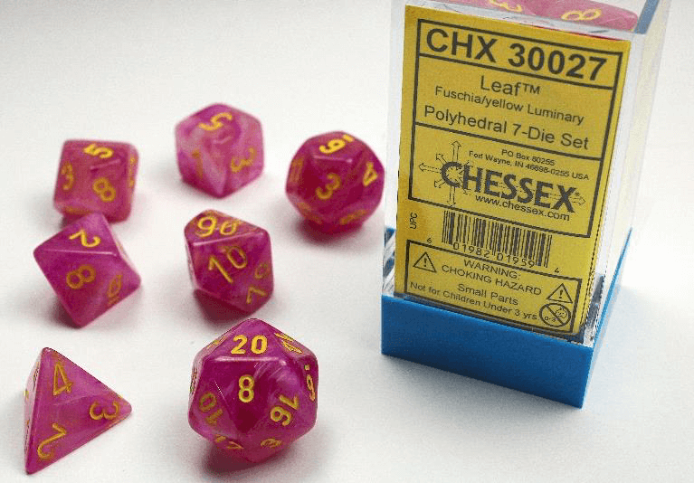 Chessex Leaf Fuschia with Yellow 7-Die Set