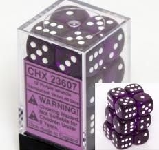 Chessex Translucent 16mm d6 Purple/white (12)
