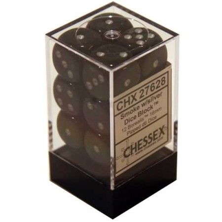 Chessex Borealis 16mm d6 Smoke/silver Block (12)