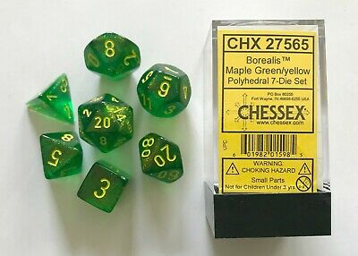 Chessex Borealis Maple Green/Yellow 7-Die Set