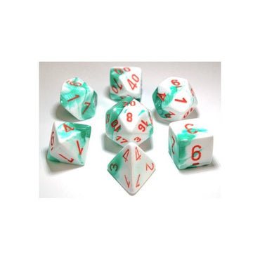 Chessex Gemini Mint Green-White with Orange 7-Die Set